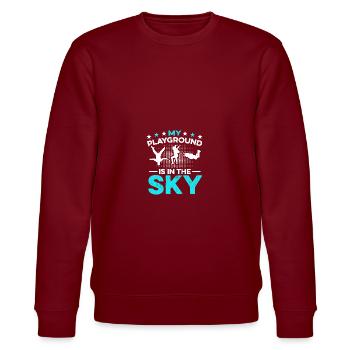 My Playground Is In The Sky Paragliding Skydiving - Stanley/Stella Unisex Bio-Sweatshirt CHANGER  - Burgunderrot - Vorne - Nik (191cm) & Marisol (170cm)