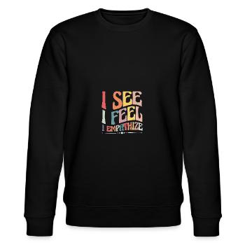 I See I Feel I Empathize Empathie - Stanley/Stella Unisex Bio-Sweatshirt CHANGER  - Schwarz - Vorne - Nik (191cm) & Marisol (170cm)