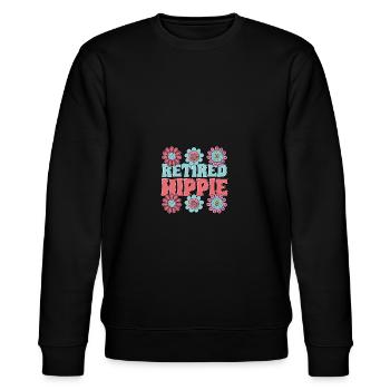 Retired Hippie Seventies Hippie Hippy - Stanley/Stella CHANGER Unisex Organic Sweatshirt - black - Front - Nik (191cm) & Marisol (170cm)