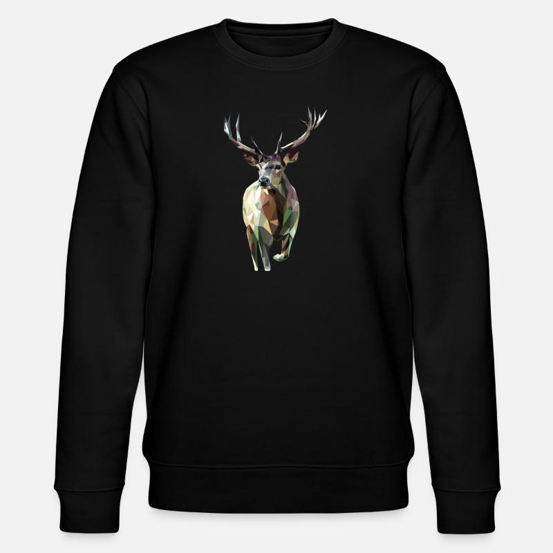 Geometrischer Hirsch – Modernes Polygon-Design - Stanley/Stella Unisex Bio-Sweatshirt CHANGER  - Schwarz