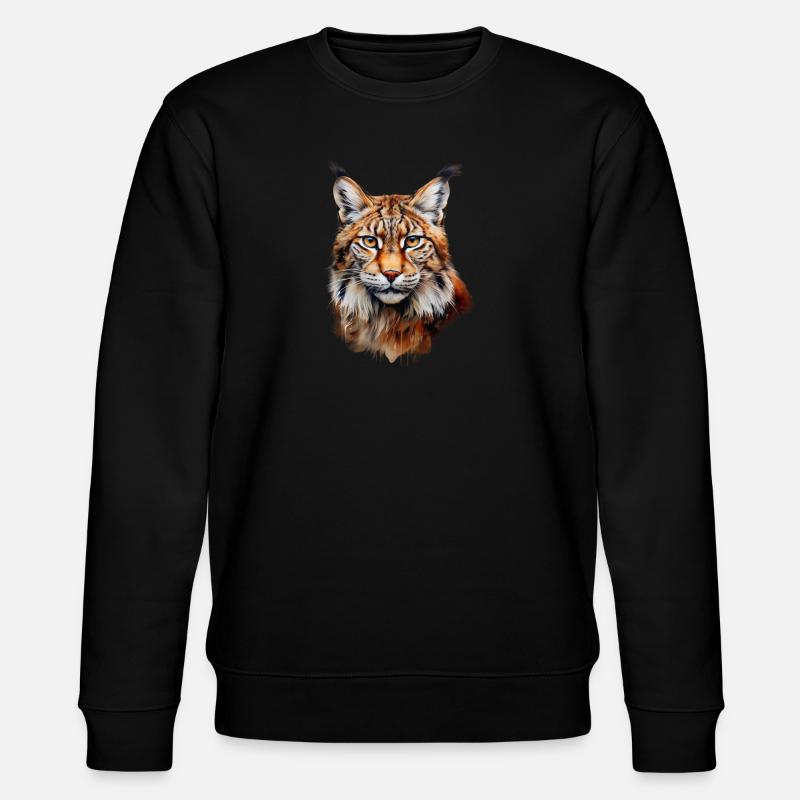 Luchs Portrait – Wildtier Design - Stanley/Stella Unisex Bio-Sweatshirt CHANGER  - Schwarz
