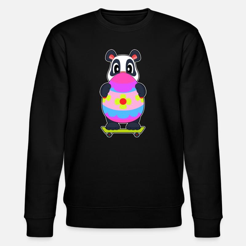 Panda Ostern Skateboard - Stanley/Stella Unisex Bio-Sweatshirt CHANGER  - Schwarz