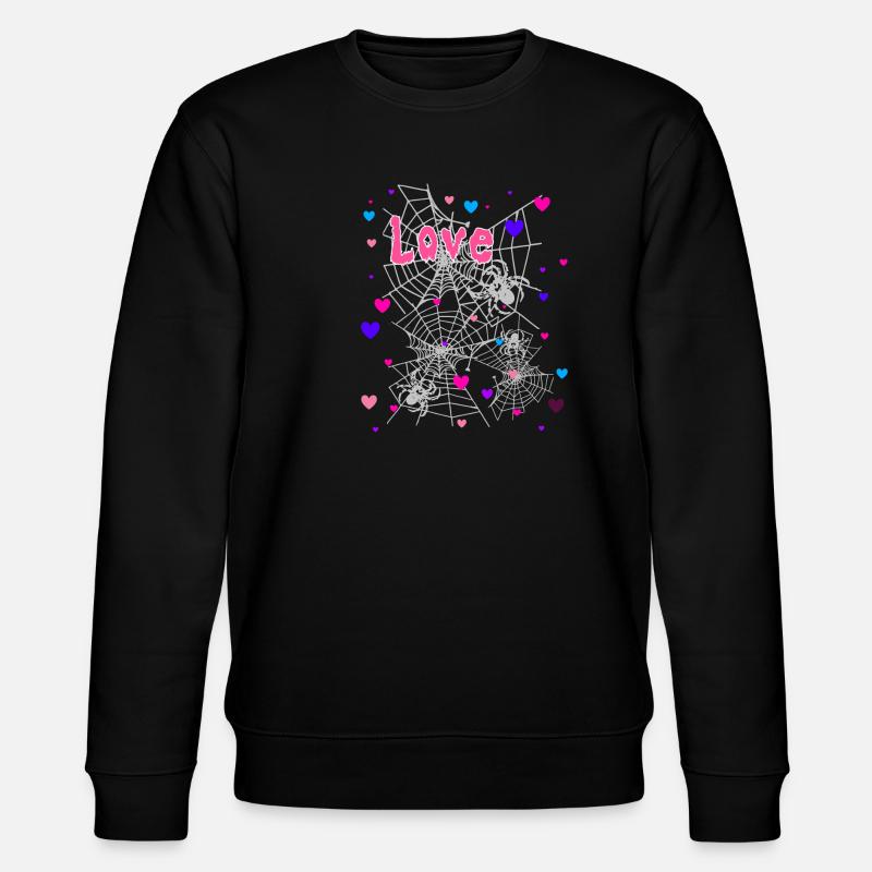 Herzen, Spinne, Graffiti,Spinnennetz,love,Herz - Stanley/Stella Unisex Bio-Sweatshirt CHANGER  - Schwarz