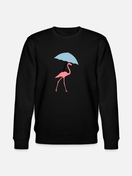 Flamingo mit Regenschirm oder Sonnenschirm - Stanley/Stella Unisex Bio-Sweatshirt CHANGER - Schwarz