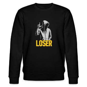 "Loser" - Auffälliges und Humorvolles Design - Stanley/Stella Unisex Bio-Sweatshirt CHANGER  - Schwarz - Vorne - Nik (191cm) & Marisol (170cm)