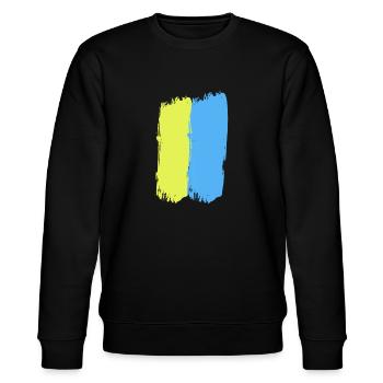 Ligne jaune-bleu au milieu - Sweat bio CHANGER Stanley/Stella Unisexe - noir - Devant - Nik (191cm) & Marisol (170cm)