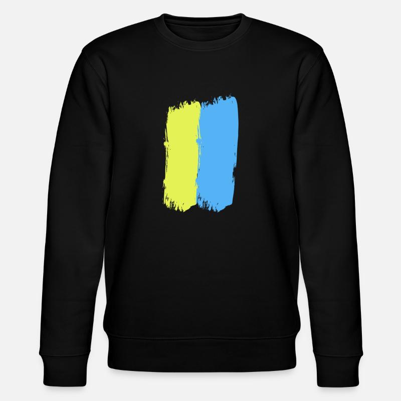 Ligne jaune-bleu au milieu - Sweat bio CHANGER Stanley/Stella Unisexe - noir