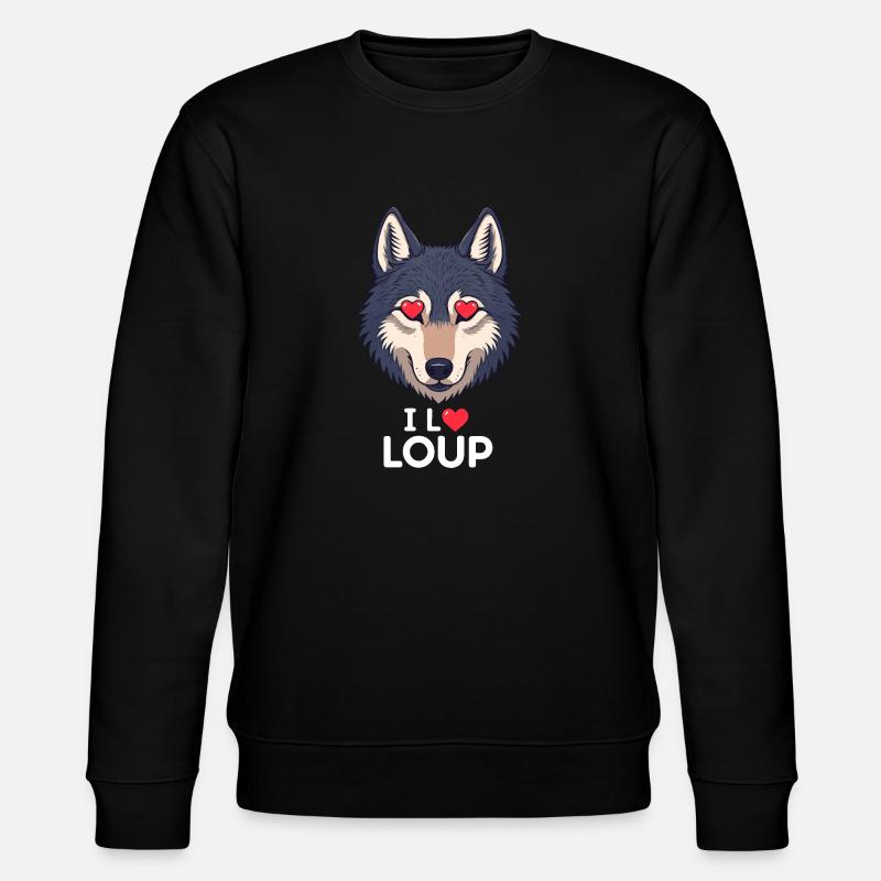 Ich liebe Wolf - Stanley/Stella Unisex Bio-Sweatshirt CHANGER - Schwarz