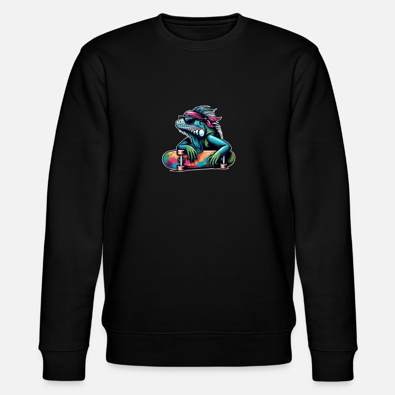 Iguana Skateboard SKater Skating - Sweat bio CHANGER Stanley/Stella Unisexe - noir