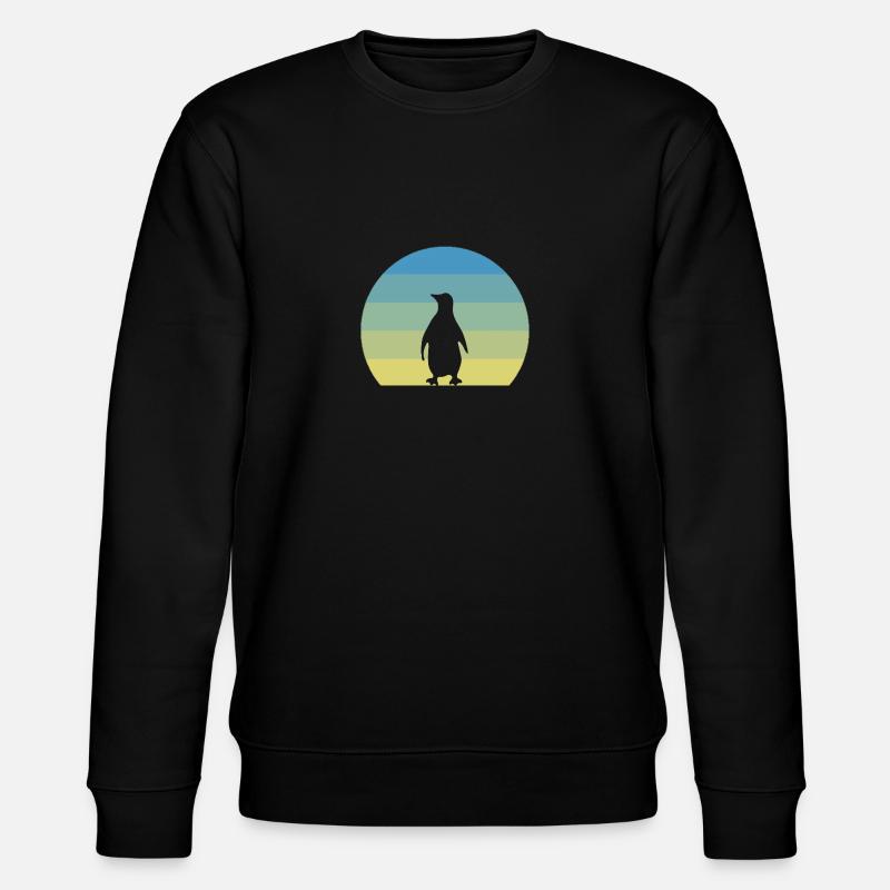 Retro Grün Pinguin - Stanley/Stella Unisex Bio-Sweatshirt CHANGER  - Schwarz