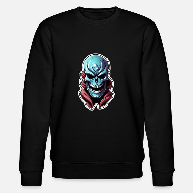 Alien Skull - Blaues Monster - Stanley/Stella Unisex Bio-Sweatshirt CHANGER  - Schwarz