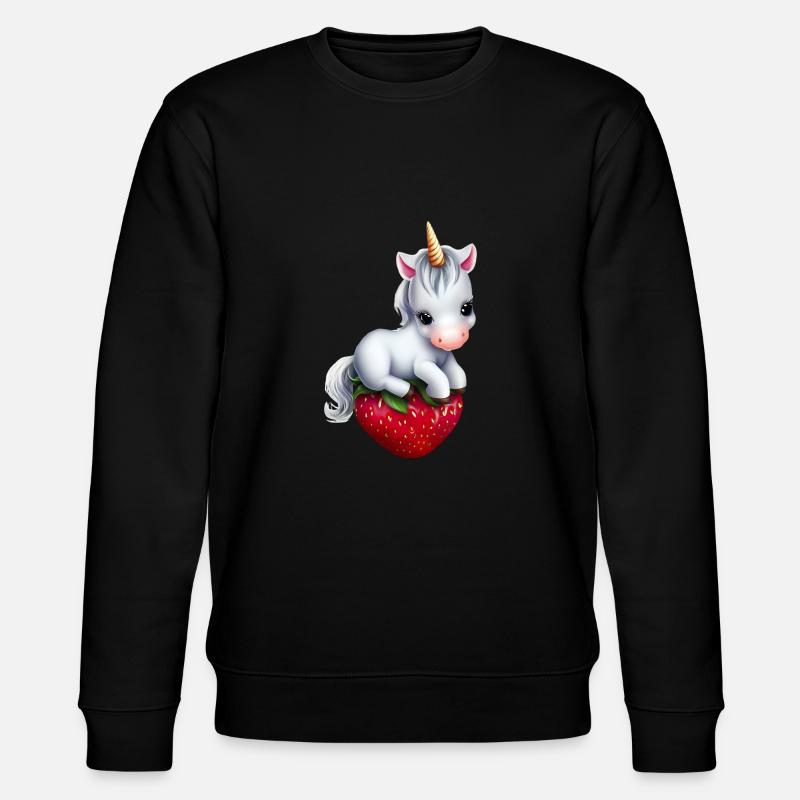 Einhorn auf Erdbeere - Stanley/Stella Unisex Bio-Sweatshirt CHANGER - Schwarz