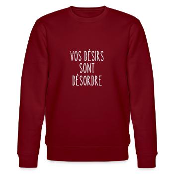 vos désirs sont désordre - Sweat bio CHANGER Stanley/Stella Unisexe - bordeaux - Devant - Nik (191cm) & Marisol (170cm)