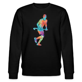 Hockeyspieler Feldhockey Herren Hockey Jungen - Stanley/Stella Unisex Bio-Sweatshirt CHANGER  - Schwarz - Vorne - Nik (191cm) & Marisol (170cm)