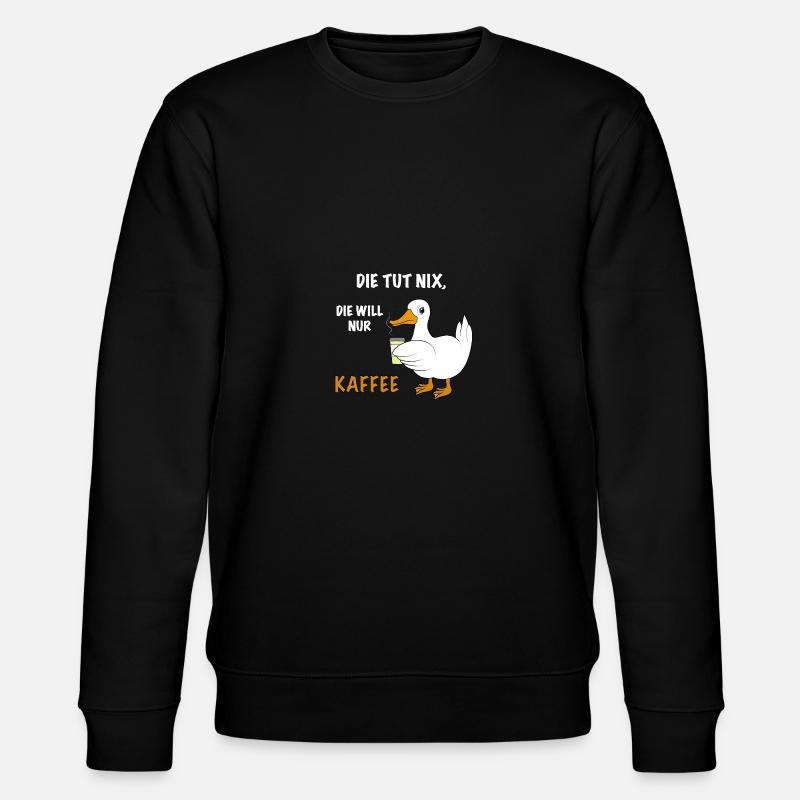 Ente Kaffee Spruch - Stanley/Stella Unisex Bio-Sweatshirt CHANGER  - Schwarz
