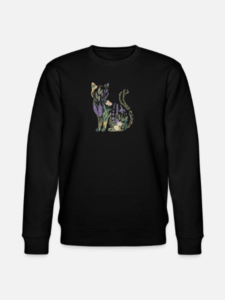 Boho Katze Pflanzen Blumen - Stanley/Stella Unisex Bio-Sweatshirt CHANGER  - Schwarz