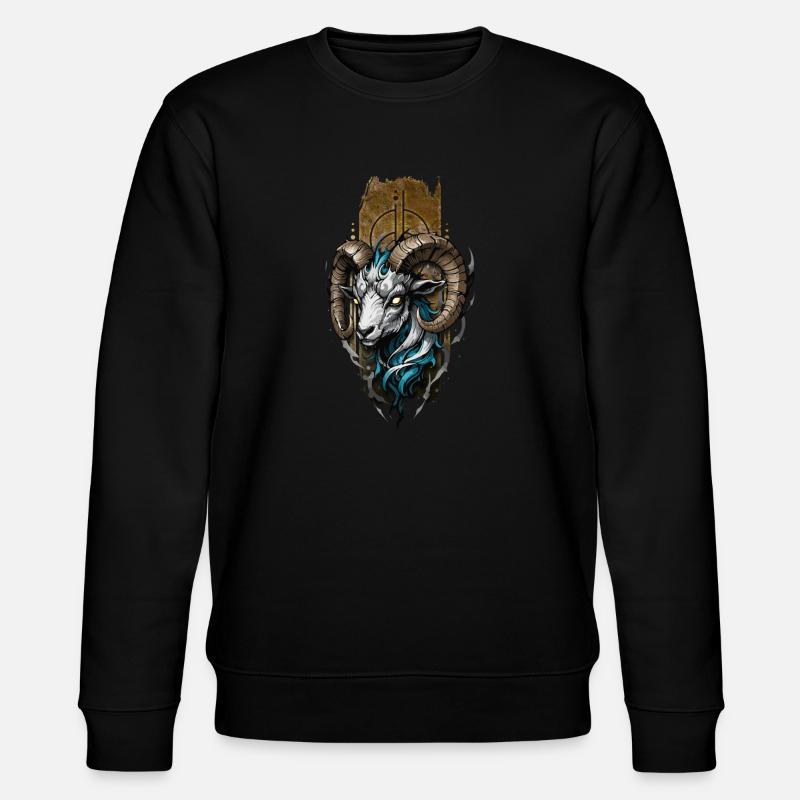 Majestätischer Widder: Wächter der Berge - Stanley/Stella Unisex Bio-Sweatshirt CHANGER  - Schwarz