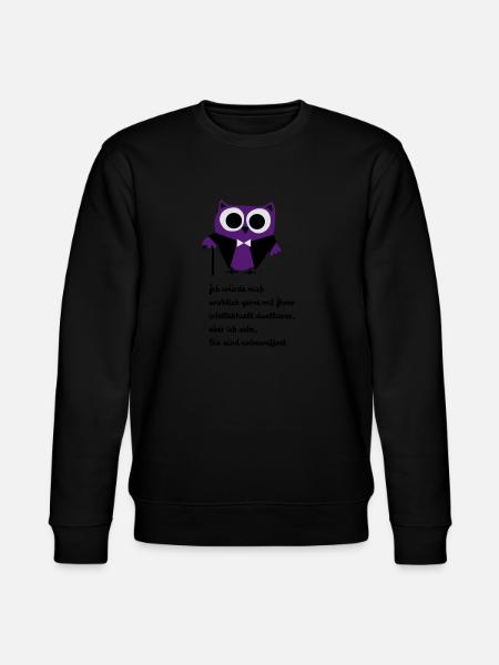 Owl, satire, saying "Intellectually duel" - Stanley/Stella CHANGER Unisex Organic Sweatshirt - black