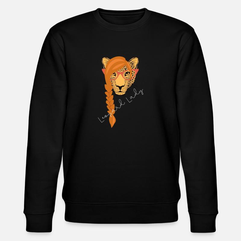 Leopard Lady | weißer Text - Stanley/Stella Unisex Bio-Sweatshirt CHANGER  - Schwarz