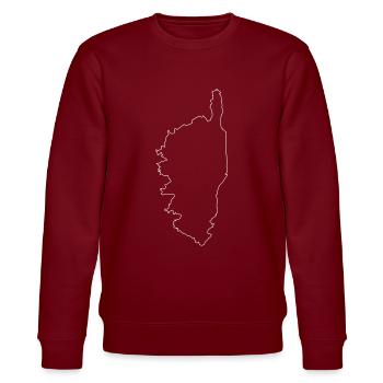 Corsica Island France Map - Stanley/Stella Unisex Bio-Sweatshirt CHANGER  - Burgunderrot - Vorne - Nik (191cm) & Marisol (170cm)