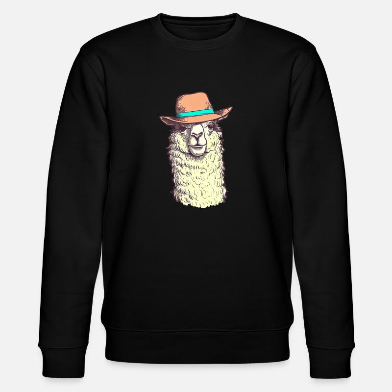 Lustiges Hut-Lama - Stanley/Stella Unisex Bio-Sweatshirt CHANGER  - Schwarz