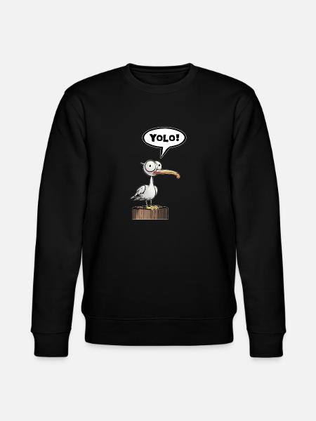 Seagull Speech Bubble Yolo - Stanley/Stella CHANGER Unisex Organic Sweatshirt - black