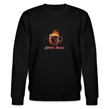 Coffee Dealer - Stanley/Stella Unisex Bio-Sweatshirt CHANGER  - Schwarz - Vorne - Nik (191cm) & Marisol (170cm)