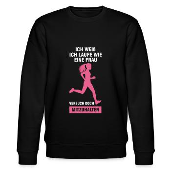 Läuferin Sport Joggerin Geschenk - Stanley/Stella Unisex Bio-Sweatshirt CHANGER  - Schwarz - Vorne - Nik (191cm) & Marisol (170cm)