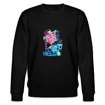 Collage, Graffiti, Schrift, Sommer,sonnenbrille - Stanley/Stella Unisex Bio-Sweatshirt CHANGER  - Schwarz - Vorne - Nik (191cm) & Marisol (170cm)