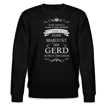 Seine Majestät der Gerd betritt den Raum - Stanley/Stella Unisex Bio-Sweatshirt CHANGER  - Schwarz - Vorne - Nik (191cm) & Marisol (170cm)