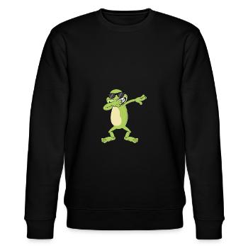 Frosch Dabbing Dab Geschenk - Stanley/Stella Unisex Bio-Sweatshirt CHANGER  - Schwarz - Vorne - Nik (191cm) & Marisol (170cm)