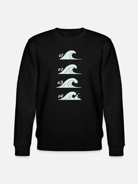 Minimalist Waves Illustration Sea - Stanley/Stella CHANGER Unisex Organic Sweatshirt - black