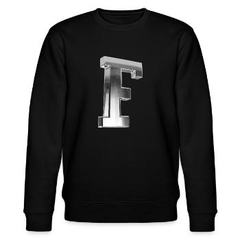 Chrome ,, F " Metallic - Stanley/Stella Unisex Bio-Sweatshirt CHANGER  - Schwarz - Vorne - Nik (191cm) & Marisol (170cm)