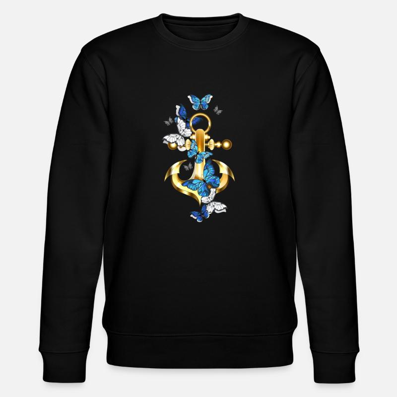 Ancre avec papillon maritime - Sweat bio CHANGER Stanley/Stella Unisexe - noir