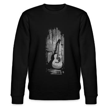 Gitarre Gitarrist Akustikgitarre Sprüche Geschenk - Stanley/Stella Unisex Bio-Sweatshirt CHANGER  - Schwarz - Vorne - Nik (191cm) & Marisol (170cm)