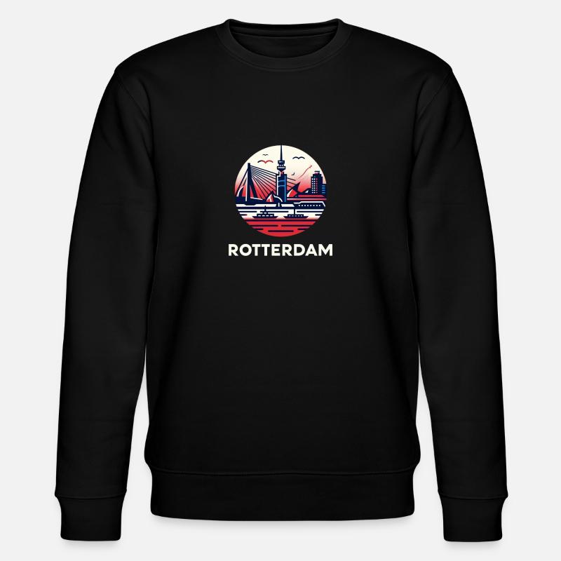 Wahrzeichen von Rotterdam - Stanley/Stella Unisex Bio-Sweatshirt CHANGER  - Schwarz