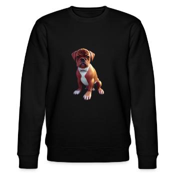 Bordeauxdogge Hund - Bordeauxdogge - Stanley/Stella Unisex Bio-Sweatshirt CHANGER  - Schwarz - Vorne - Nik (191cm) & Marisol (170cm)