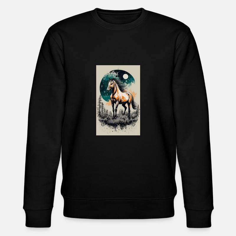 cheval sous la pleine lune - Sweat bio CHANGER Stanley/Stella Unisexe - noir