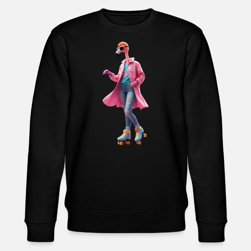 Rollerskating Flamingo - Stanley/Stella Unisex Bio-Sweatshirt CHANGER  - Schwarz