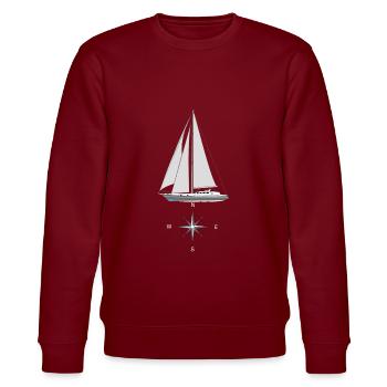Ich liebe meine Boot Yacht Kompass See Meer - Stanley/Stella Unisex Bio-Sweatshirt CHANGER  - Burgunderrot - Vorne - Nik (191cm) & Marisol (170cm)