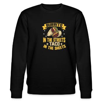 Burrito Gift - Stanley/Stella CHANGER Unisex Organic Sweatshirt - black - Front - Nik (191cm) & Marisol (170cm)