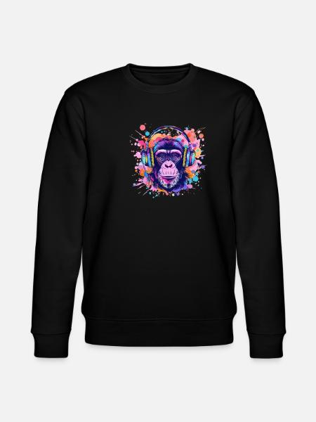 Mono con Auriculares Decoración Mujer Regalo Hombre - Sudadera ecológica unisex CHANGER de Stanley/Stella - negro