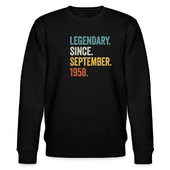 66. Geburtstag 66 Jahre Legendary September 1958 - Stanley/Stella Unisex Bio-Sweatshirt CHANGER  - Schwarz - Vorne - Nik (191cm) & Marisol (170cm)