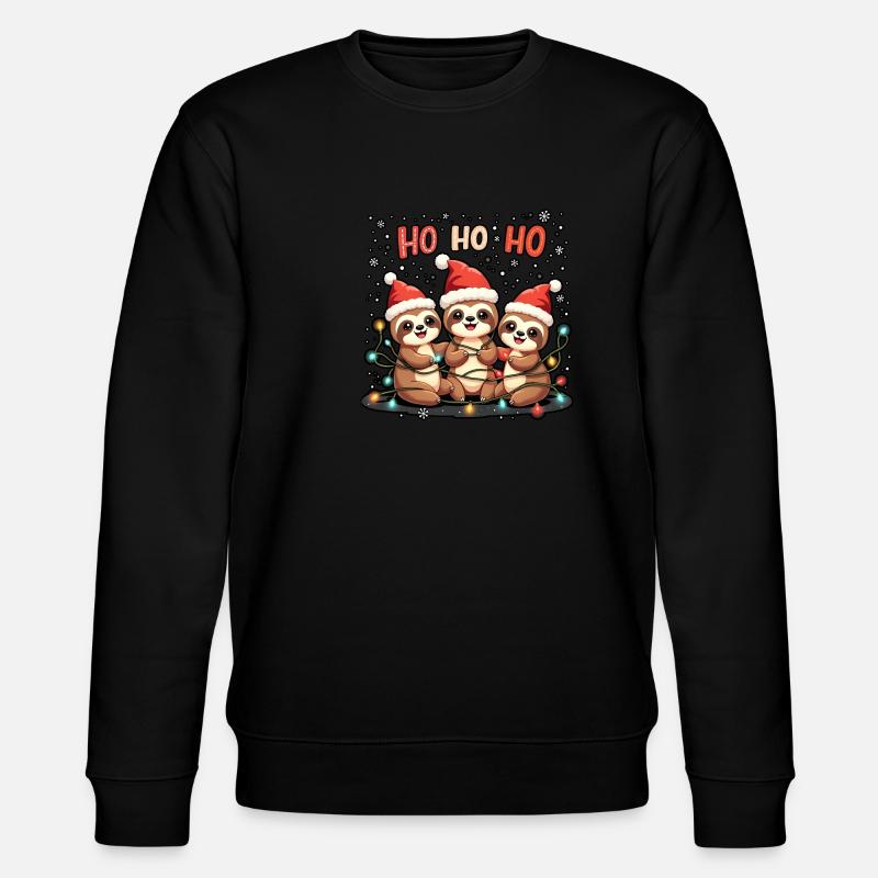 Weihnachtsoutfit Faultier Weihnachts Pyjam - Stanley/Stella Unisex Bio-Sweatshirt CHANGER  - Schwarz