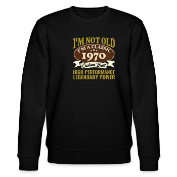 55. Geburtstag Oldtimer Jahrgang 1970 55 Jahre - Stanley/Stella Unisex Bio-Sweatshirt CHANGER  - Schwarz - Vorne - Nik (191cm) & Marisol (170cm)