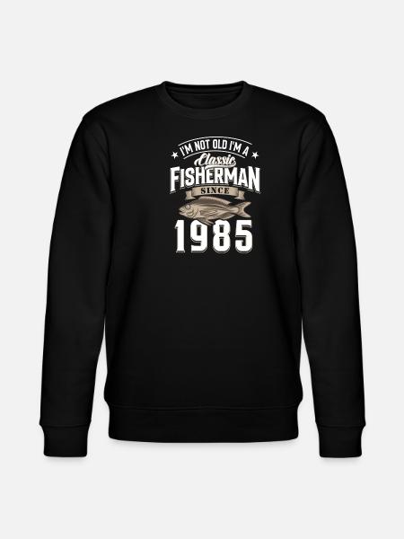 40th Birthday 1985 Angler - Stanley/Stella CHANGER Unisex Organic Sweatshirt - black