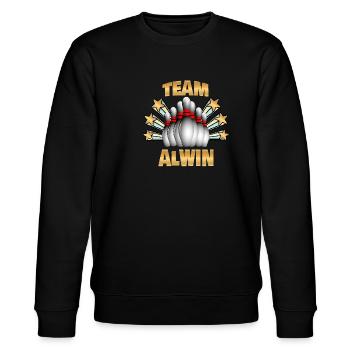 Alwin as bowling - Stanley/Stella CHANGER Unisex Organic Sweatshirt - black - Front - Nik (191cm) & Marisol (170cm)