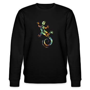GECKO abstrakt bunt - Stanley/Stella Unisex Bio-Sweatshirt CHANGER  - Schwarz - Vorne - Nik (191cm) & Marisol (170cm)