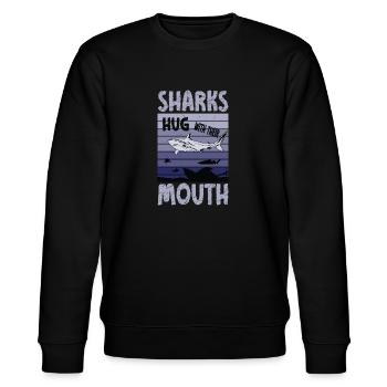 Great White Shark Hug Largest Predator Ocean - Stanley/Stella CHANGER Unisex Organic Sweatshirt - black - Front - Nik (191cm) & Marisol (170cm)