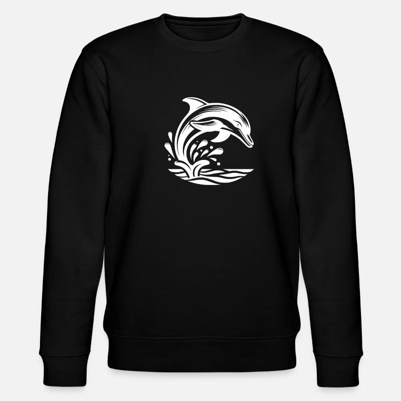 Jumping Elegant Tattoo Dolphin - Stanley/Stella CHANGER Unisex Organic Sweatshirt - black